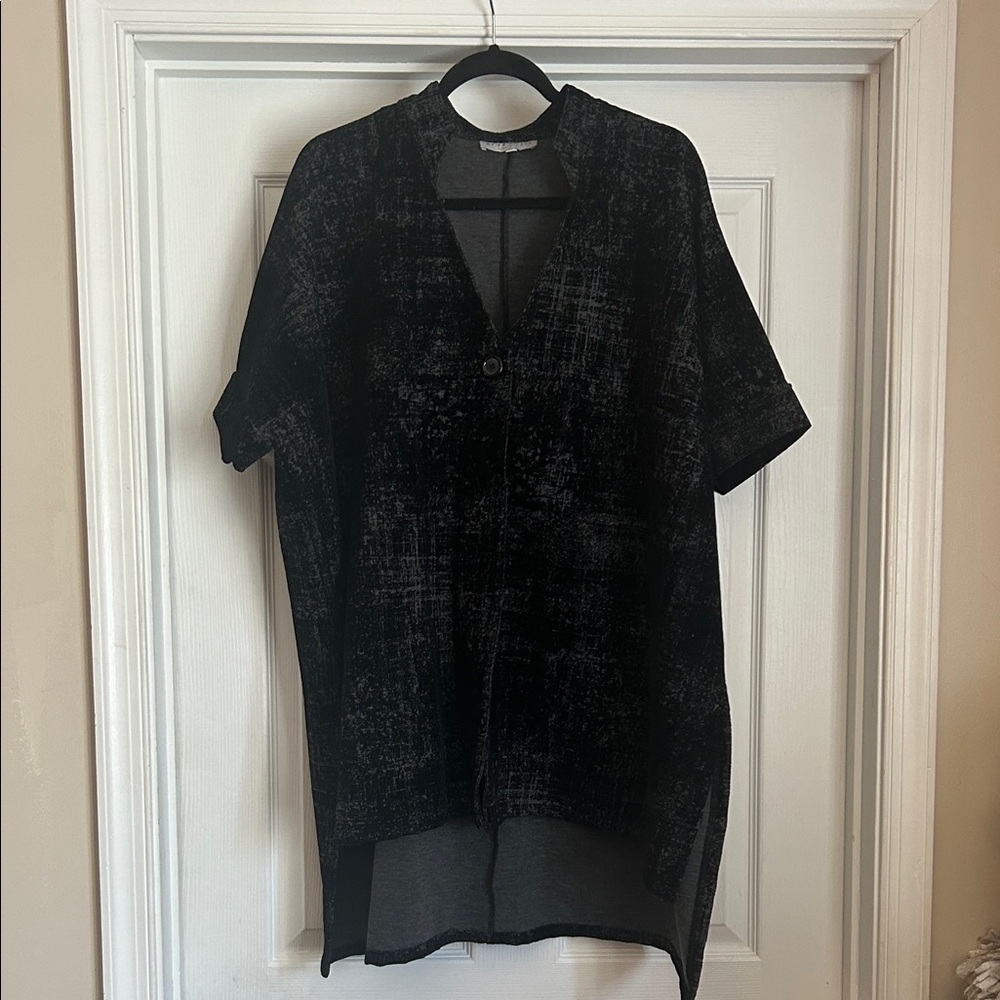 Bryn Walker Black  Textured Abstract Cardigan